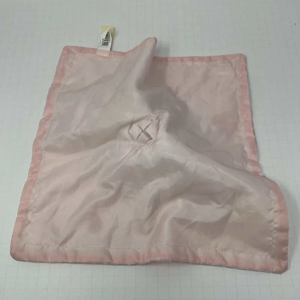 MTY International Security Blanket 13x13 Pink Bunny Polka Dot Satin Lining